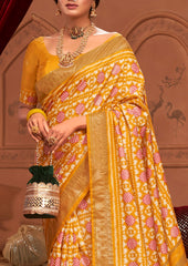 Tahiti Gold Ikkat Polka Dot Saree-3902