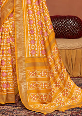 Tahiti Gold Ikkat Polka Dot Saree-3902