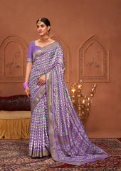 Lavender Ikkat Polka Dot Saree-3904