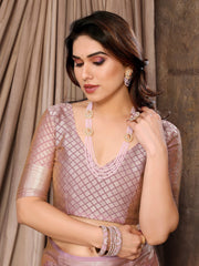 Pink Moss Brasso Floral Print Saree