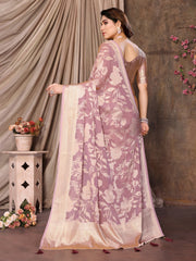 Pink Moss Brasso Floral Print Saree
