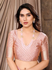 Dirty Pink Moss Brasso Floral Print Saree