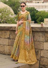 Sari tissé en jacquard vert avocat