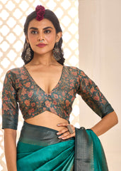 Sea Green Tussar Silk Woven Saree