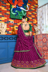 Lehenga choli en chinon brodé Purple Crush