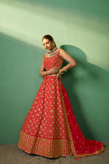 Red Georgette Sequins Embroidered Lehenga Choli