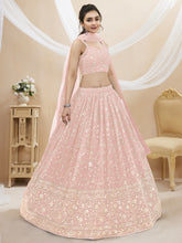 Lehenga Choli brodé en georgette rose