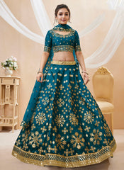 Blue Art Silk Sequins Embroidered Lehenga Choli