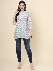 White Cotton Printed Tunic