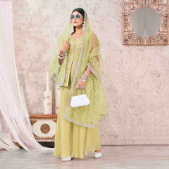 Costume Sharara brodé en georgette de Pista avec bas et dupatta