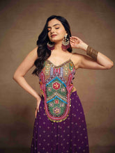 Purple Art Silk Hand Work Cord Set