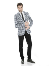 Veste de costume blanche à deux boutons pour homme, imprimé à carreaux, revers crantés, coupe slim, blazer élégant