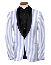 Veste de costume à rayures bleu roi blanc pour homme, blazer slim fit