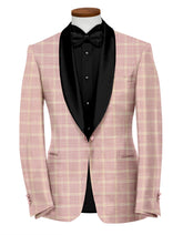Veste de costume à carreaux rose délavé pour homme, blazer slim fit