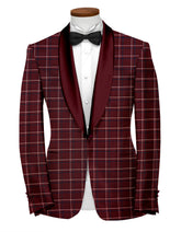 Veste de costume à carreaux pour homme Maroon Oak Blazer Slim Fit