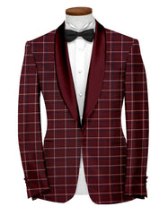 Veste de costume à carreaux pour homme Maroon Oak Blazer Slim Fit