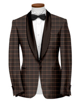 Woody Brown Men's Party Checks Suit Jacket Slim Fit Blazer