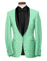 Veste de costume jacquard de fête pour homme vert turquoise Blazer Slim Fit
