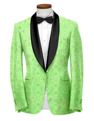 Veste de costume jacquard vert clair pour homme, blazer slim fit