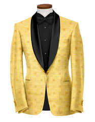 Veste de costume jacquard de soirée pour homme Sandy Brown Blazer Slim Fit