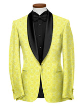 Veste de costume jacquard jaune terne pour homme, blazer slim fit