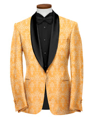 Veste de costume jacquard orange pêche pour homme, blazer slim fit