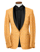 Veste de costume jacquard orange poussiéreux pour homme, blazer slim fit