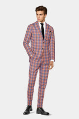 Veste de costume à deux boutons pour homme, imprimé à carreaux, revers crantés, coupe slim, blazer élégant en rayonne éponge