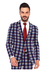 Veste de costume à deux boutons pour homme, violet foncé, imprimé à carreaux, revers crantés, coupe slim, blazer élégant en rayonne éponge