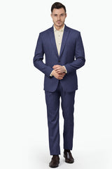 Veste de costume à deux boutons bleu marine pour homme, imprimé à carreaux, revers crantés, coupe slim, blazer élégant en rayonne éponge