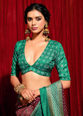 Purple Velvet Tusser Silk  Aari work Saree