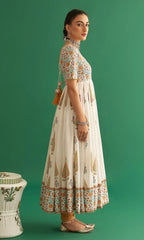 Pantalon Kurti Anarkali en rayonne blanc cassé prêt à porter sans dupatta