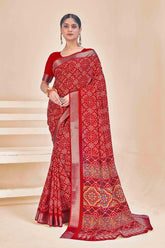 Red Dola Silk Patola Print Saree-HITEC1001