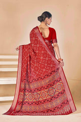 Red Dola Silk Patola Print Saree