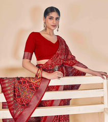 Red Dola Silk Patola Print Saree