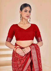 Red Dola Silk Patola Print Saree
