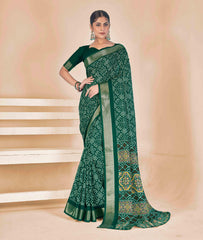 Green Dola Silk Patola Print Saree-HITEC1002