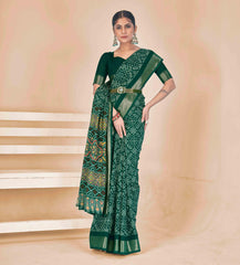 Green Dola Silk Patola Print Saree