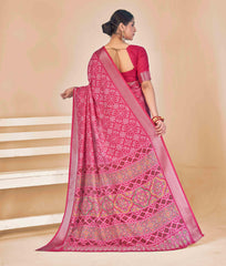 Pink Dola Silk Patola Print Saree