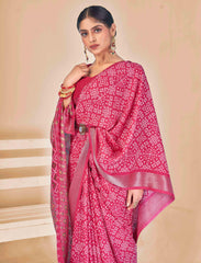 Pink Dola Silk Patola Print Saree