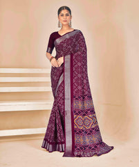 Purple Dola Silk Patola Print Saree-HITEC1004