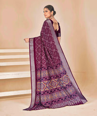 Purple Dola Silk Patola Print Saree