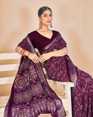 Purple Dola Silk Patola Print Saree
