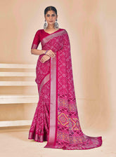 Rani Pink Dola Silk Patola Print Saree-HITEC1008