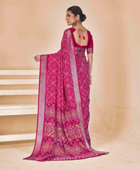 Rani Pink Dola Silk Patola Print Saree