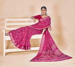 Rani Pink Dola Silk Patola Print Saree