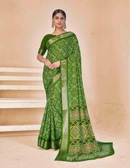 Light green Dola Silk Patola Print Saree-HITEC1009