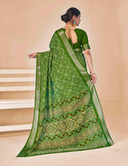Light green Dola Silk Patola Print Saree