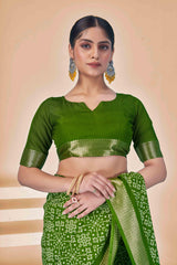 Light green Dola Silk Patola Print Saree