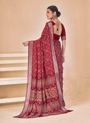 Maroon Dola Silk Patola Print Saree